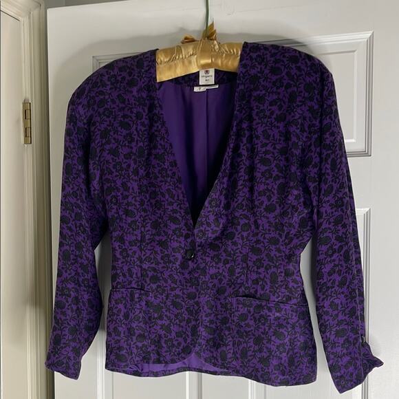 Emanuel Ungaro Purple Floral Blazer womens size 6 - Picture 1 of 12